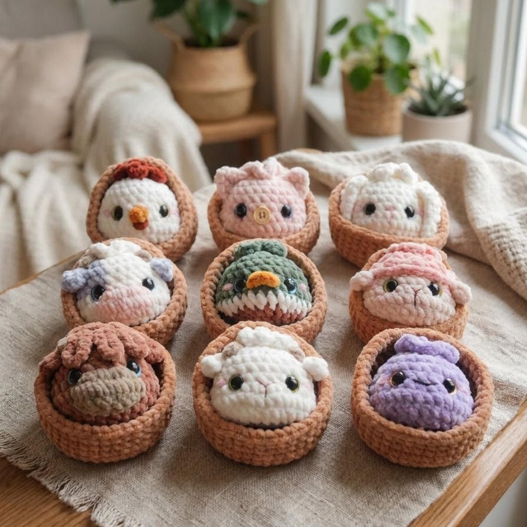 Farm Animal Dumplings Crochet Pattern, Squishy Dumpling Amigurumi Keychains