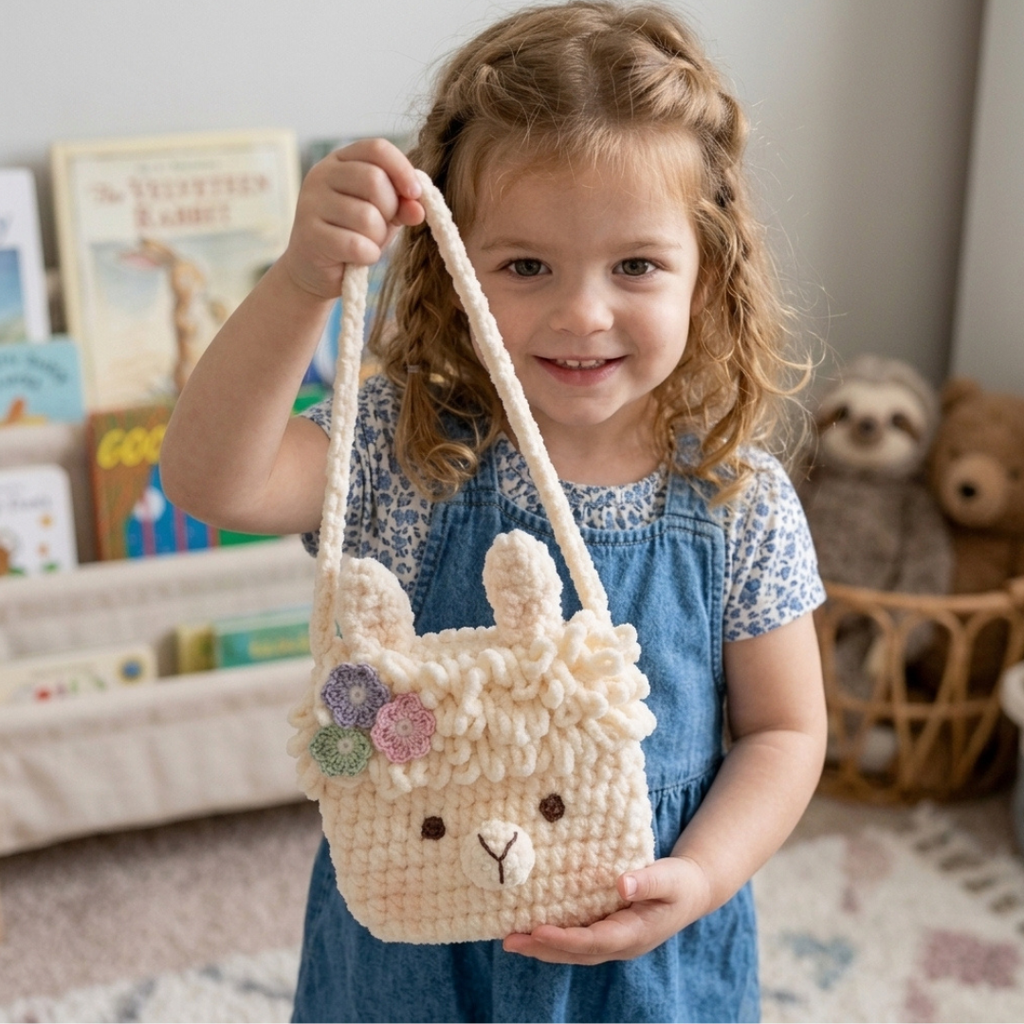 Llama Crochet Bag Pattern, Amigurumi Crossbody Purse For Kids