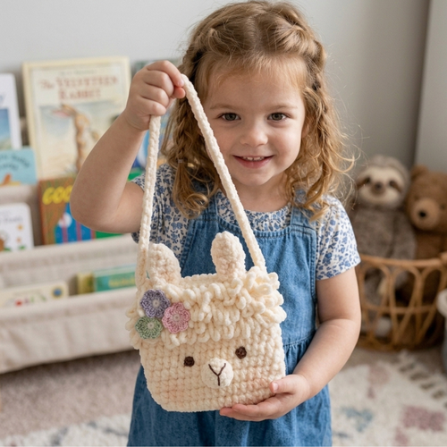 Llama Crochet Bag Pattern, Amigurumi Crossbody Purse For Kids
