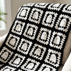 Ghost Granny Square Blanket Pattern, Easy Halloween Crochet Throw