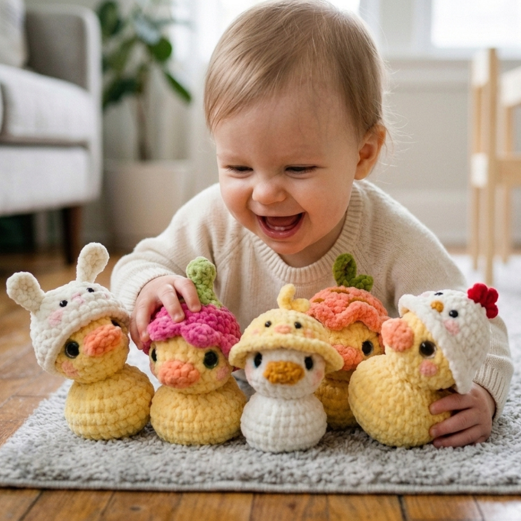 Crochet Rubber Duck Pattern, No Sew Amigurumi Animal Bundle