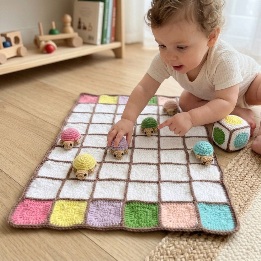 Montessori Crochet Game Pattern, Turtle Races Activity For Kids