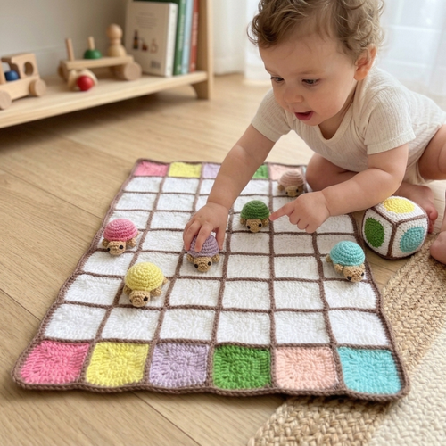 Montessori Crochet Game Pattern, Turtle Races Activity For Kids