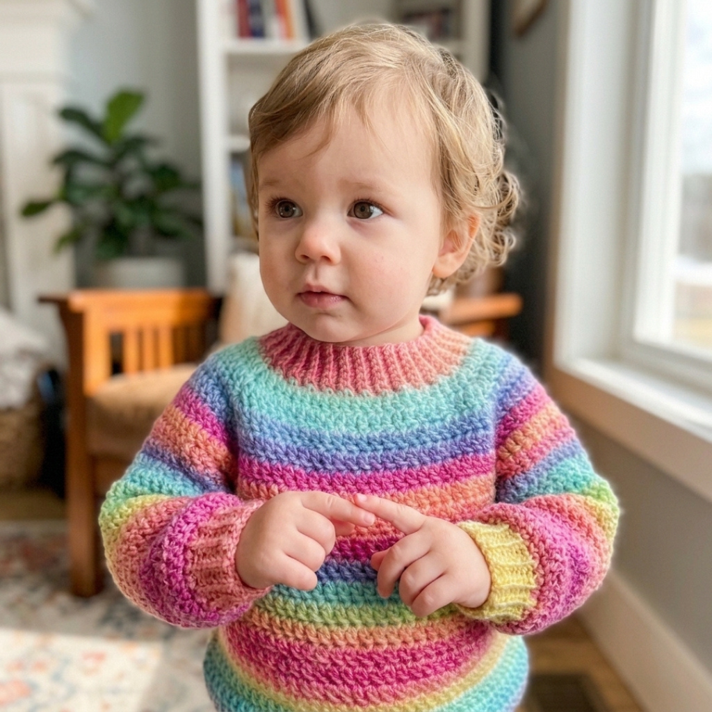 Children's Pullover Crochet Pattern, Beginner Sweater With Video Tutorial
