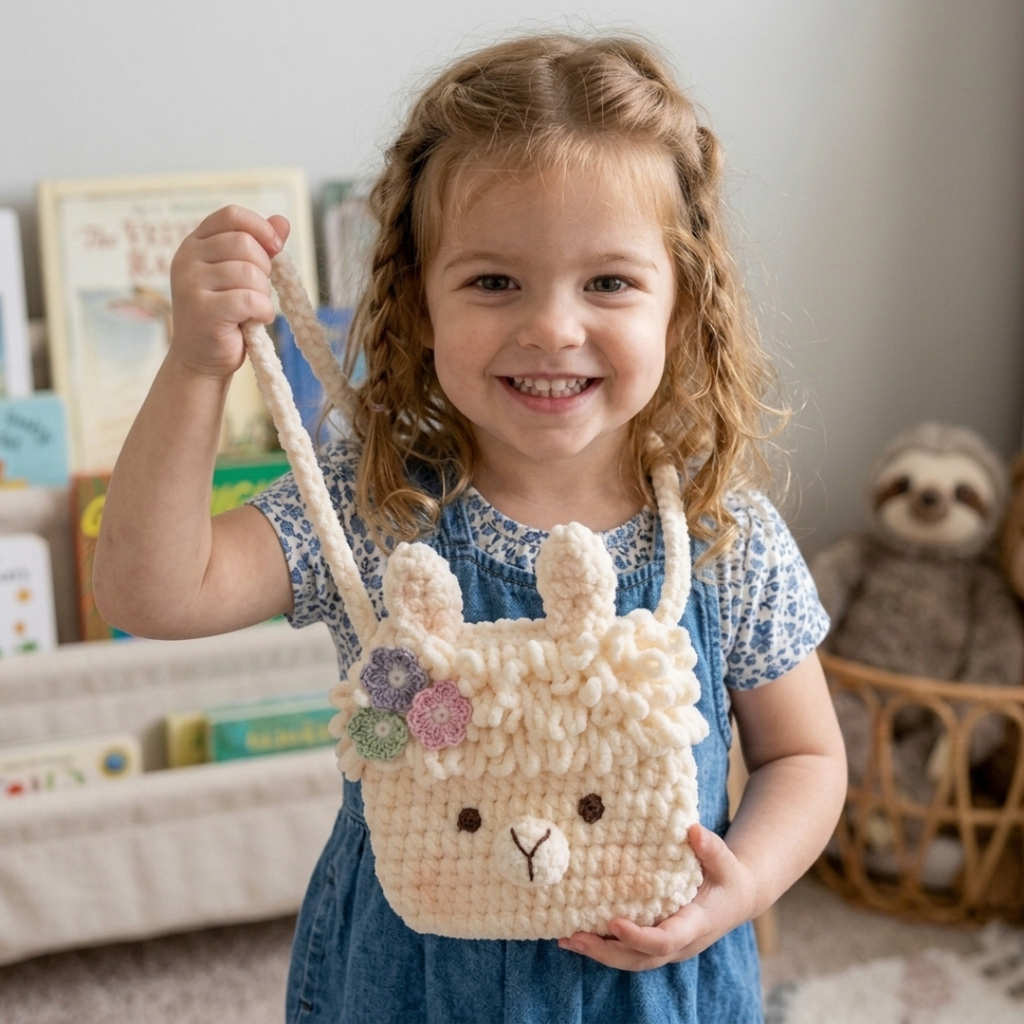Llama Crochet Bag Pattern, Amigurumi Crossbody Purse For Kids