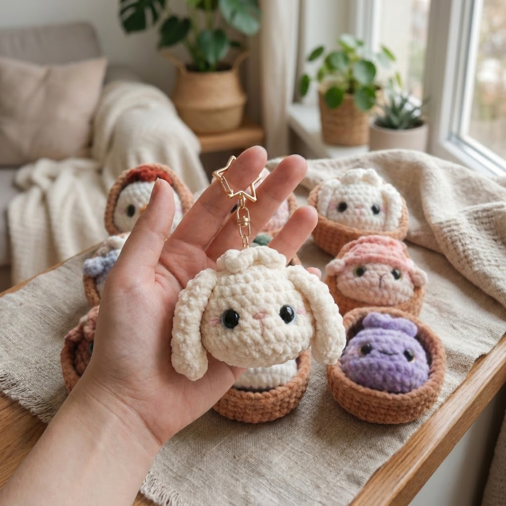 Farm Animal Dumplings Crochet Pattern, Squishy Dumpling Amigurumi Keychains
