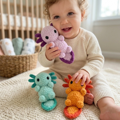 Baby Axolotl Crochet Pattern, Ava Amigurumi Plush Tutorial