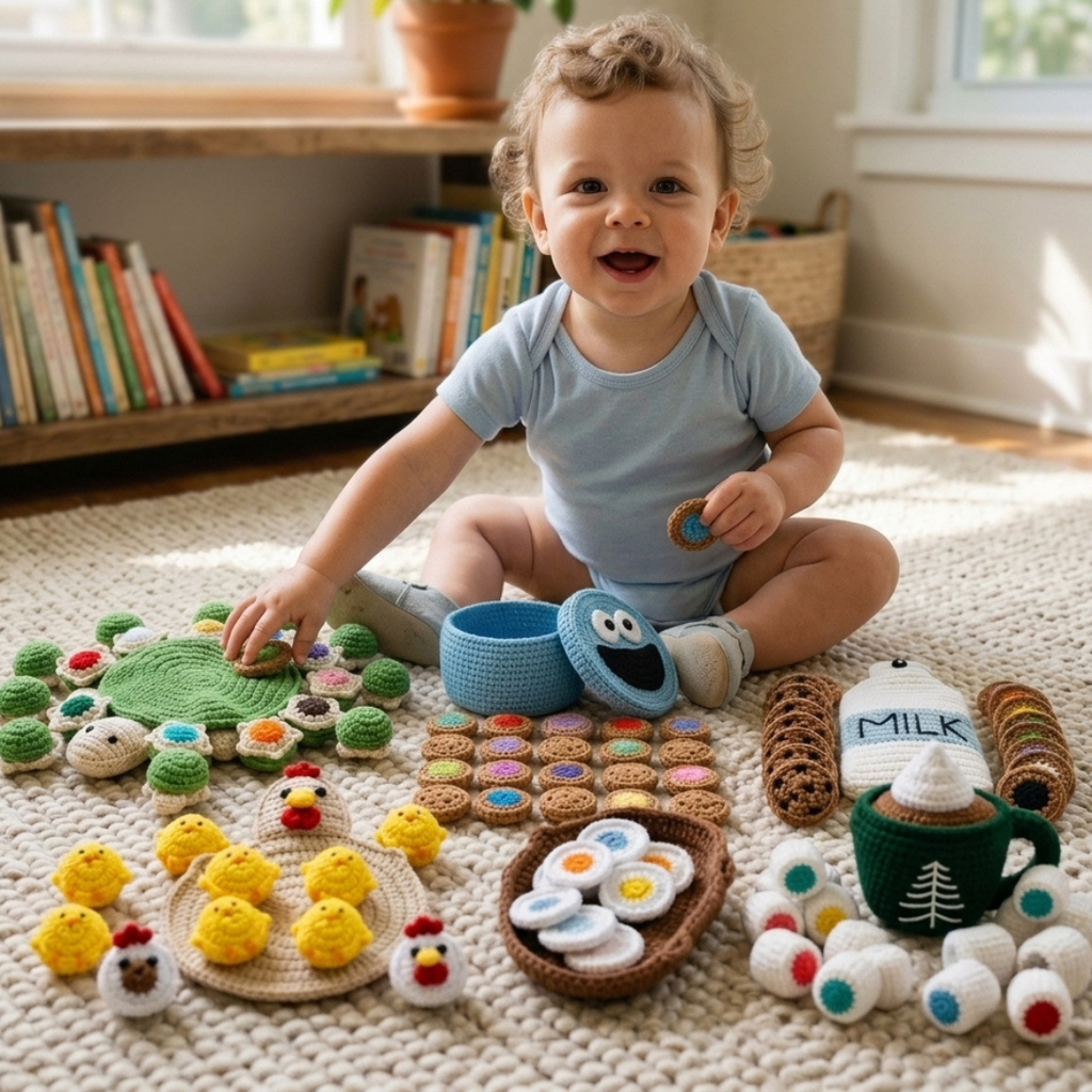 Crochet Memory Game Bundle, Montessori Amigurumi Activities For Kids