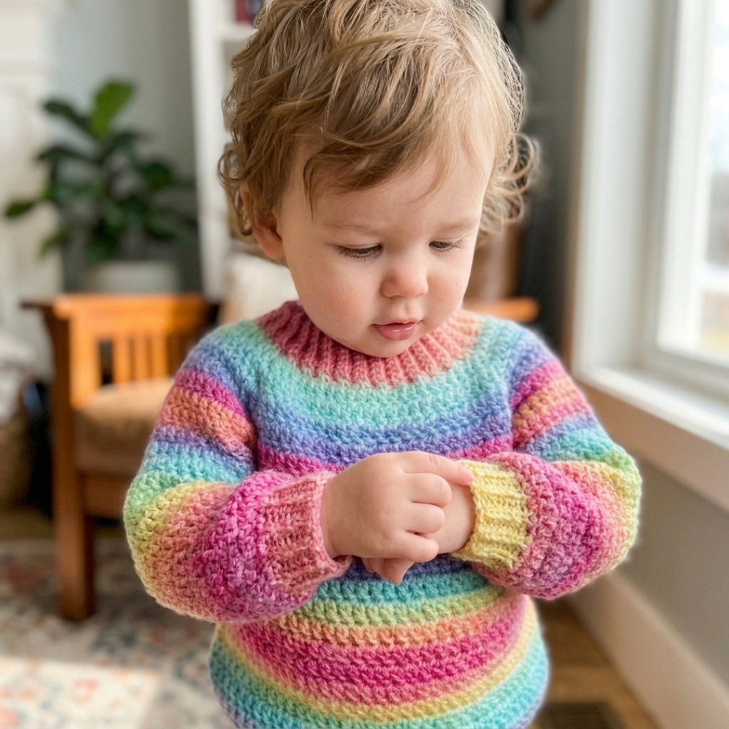 Children's Pullover Crochet Pattern, Beginner Sweater With Video Tutorial