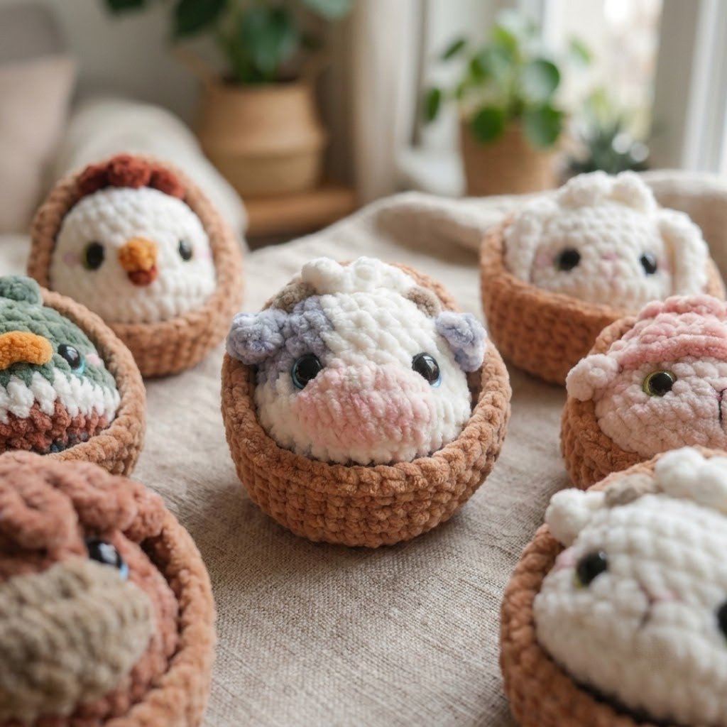 Farm Animal Dumplings Crochet Pattern, Squishy Dumpling Amigurumi Keychains