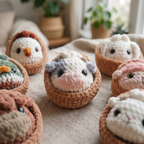 Farm Animal Dumplings Crochet Pattern, Squishy Dumpling Amigurumi Keychains