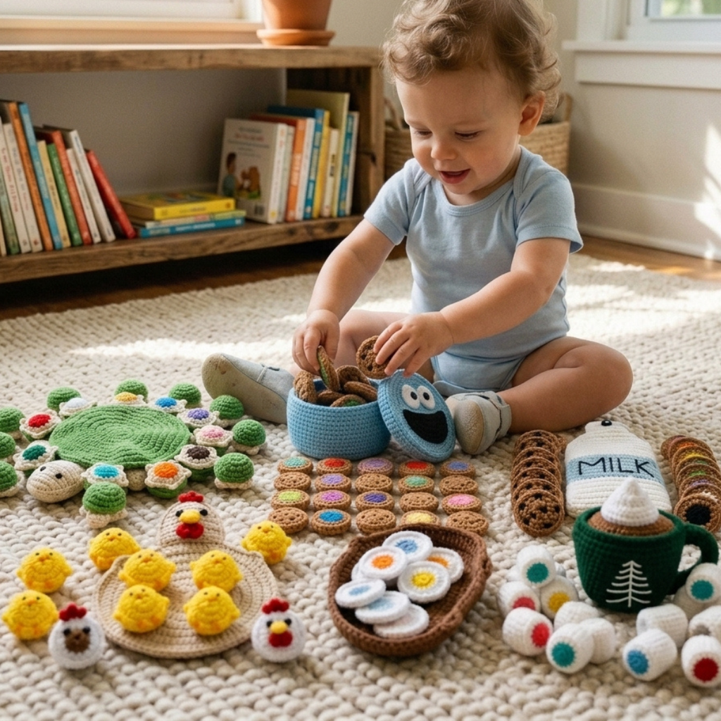 Crochet Memory Game Bundle, Montessori Amigurumi Activities For Kids