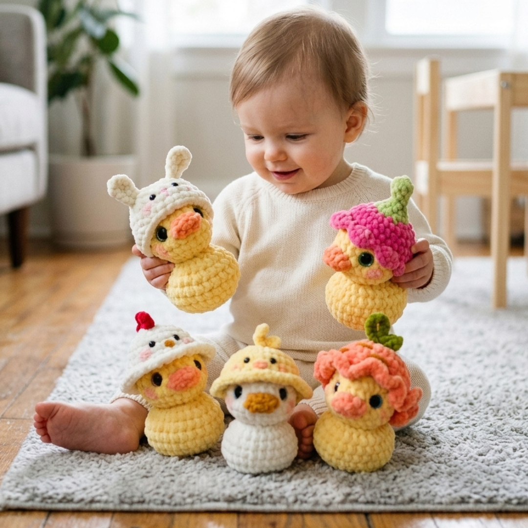Crochet Rubber Duck Pattern, No Sew Amigurumi Animal Bundle