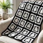 Ghost Granny Square Blanket Pattern, Easy Halloween Crochet Throw
