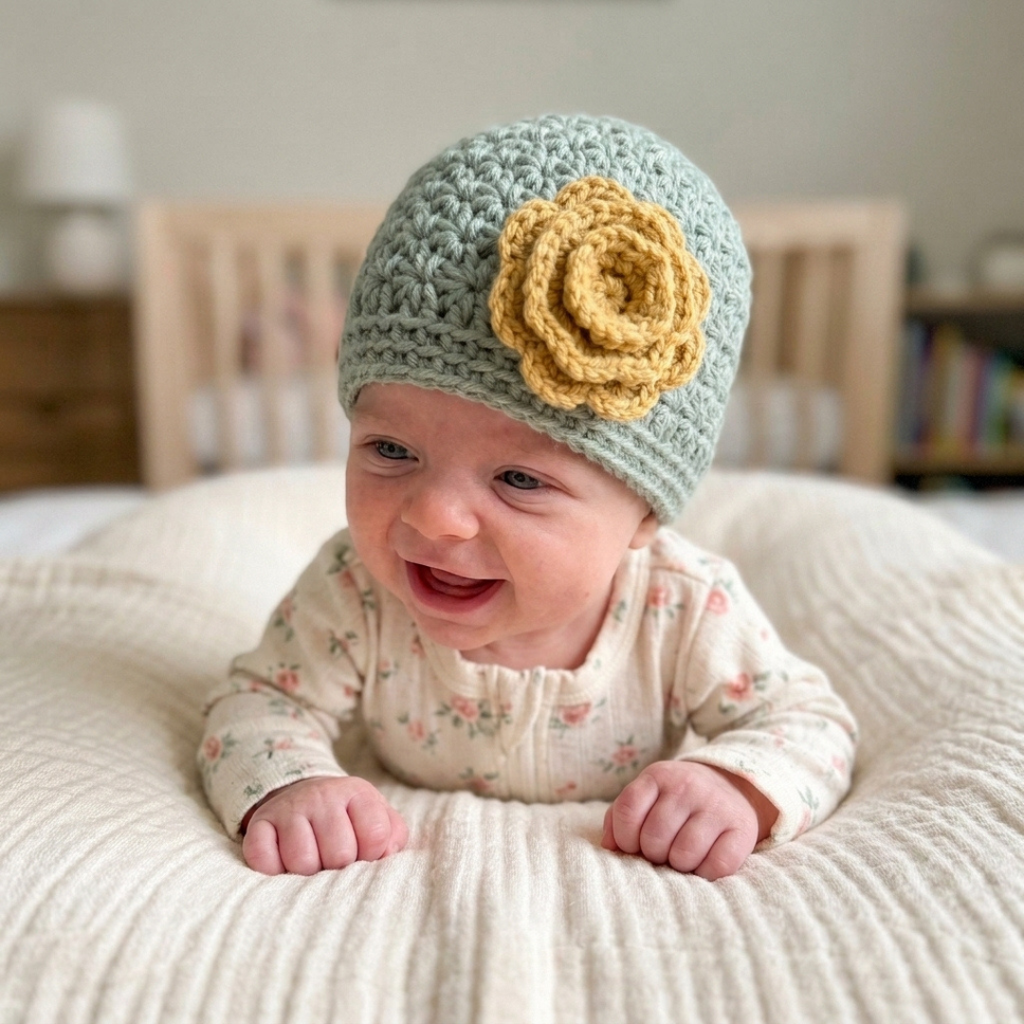 Crochet Baby Hat Pattern, Star Stitch Bow Beanie