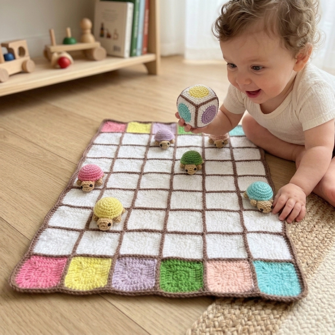 Montessori Crochet Game Pattern, Turtle Races Activity For Kids